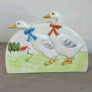 Ceramic Goose Napkin Holder Farmhouse Decor Kitchen Table Centerpiece